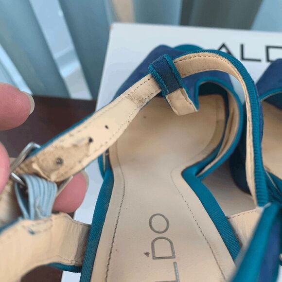 Aldo Womens Detamble Peep Toe High Heels Ankle Strap Blue EU 38 - Picture 13 of 13